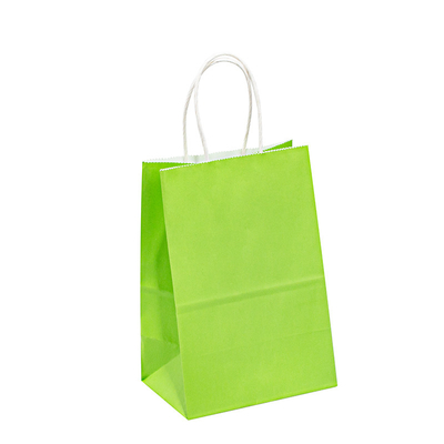 ODM Logo Printed Paper T Shirt Bags Matt Green With Twisted Rope Handle