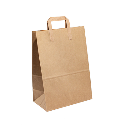 Foldable Kraft Paper T Shirt Bags Compostable For Grocery Supermarket