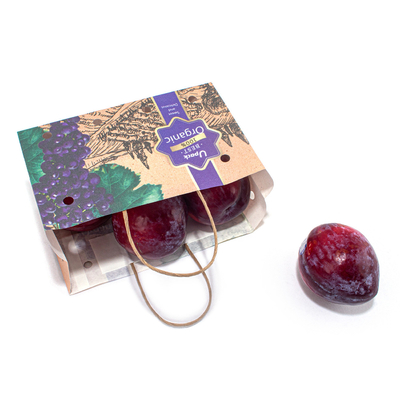 Logo Printed Kraft Food Paper Bag , Paper Twist Handle Bags For Fruit