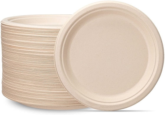 Unbleached Bagasse Kraft Paper Plate Waterproof For Birthday Party