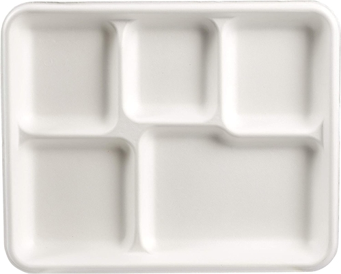 5 Compartment Kraft Paper Plate BPA Free Biodegradable For Party