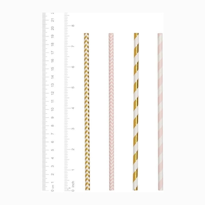 Biodegradable Paper Bubble Tea Straws , CMYK Colorful Paper Straws