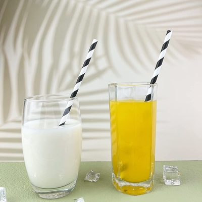 Black Paper Drinking Straws 6mm 4 Layer Thick For Coffee Juice