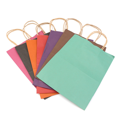 T Shirt Recycled Kraft Paper Bags Disposable For Takeaway Packaging