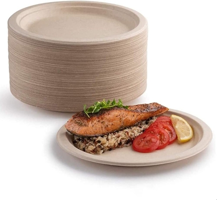 Bagasse Kraft Paper Plate Biodegradable For Dinner Party Restaurant