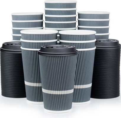 8oz 12oz 16oz Double Wall Disposable Coffee Cups Biodegradable With Lids