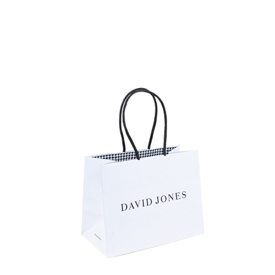 Flat Handle Reusable Paper Shopping Bags , CMYK Small Paper Gift Bags